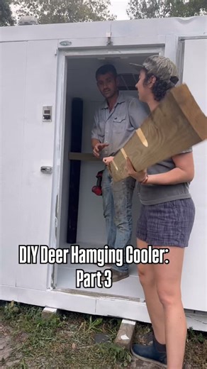 Tiffany // Hunting & Homesteading on Instagram: "Weekend Projects: Building a DIY Deer Hanging Cooler! Living in Florida we are never able to hang deer and let them age. They have to go in a cooler where they often get water logged reducing the quality of the meat! This freezer will allow us to hang the meat! Follow along for the rest of the project!🥩 I’ll share the cost and breakdown what we do so you can do it yourself! Current Cost: Freezer = $1,500 off FB market place🥶 2 Gallons of Killz M