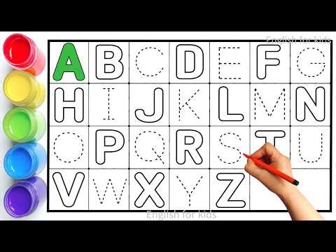 Alphabet, ABC song, ABCD, A to Z, Kids rhymes, collection for writing along dotted lines for toddler