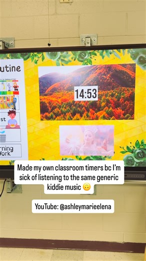 Ashley Marie Elena on Instagram: "I needed an aesthetic 15 minute timer with my fav songs (no vocals) #classroomtimer #15minutetimer #classroomcountdown #aesthetic #falltimer #teacher #teachers #classroommanagement YouTube:🔗https://youtu.be/6czcurKS7Qg?si=nJ4tVBx7_74C2u8W"
