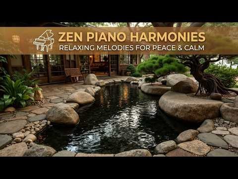 Relaxing piano music & Zen garden pond ~ Calm piano melodies for deep sleep and focus and