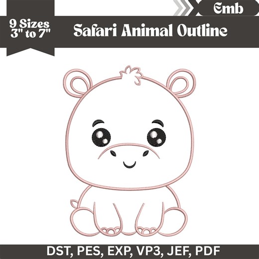 Animal Outline Embroidery Digital Pattern, Safari Embroidery Machine File. 9 Sizes, Instant Download - Etsy