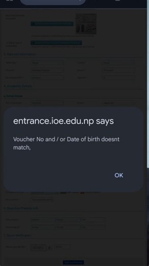 IOE Form Filling Problem 2083 | Voucher Number and Date of Birth Not Matching #shorts