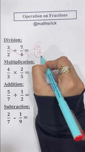 Operation on Fractions📚✅ #math #knowledge #mathstricks #fractions #ytshorts