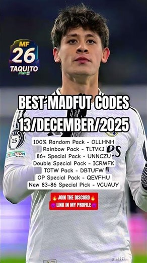 BEST MADFUT CODES TODAY (13/DECEMBER/2025) ✅🔥 #madfut #madfut26 #codes #gifts #foryou #fyp