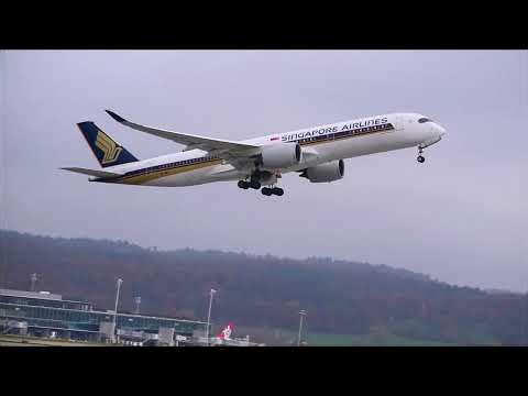 Jet Like Take off! Airbus A350-900 in Zurich by Singapore Airlines HD