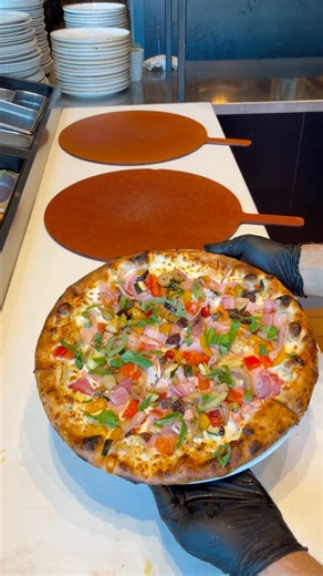 Prosciutto Cotto + Sicilian Style Veggies Pizza🔥🪵🍕