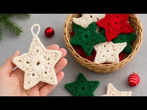 🎄EASY Crochet CHRISTMAS Star ✨ tree ornament 💫 Super Cute Christmas Gift 🎁 Idea 💡