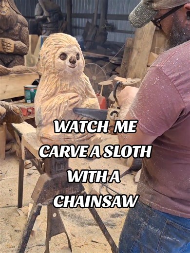 Chainsaw Carving a Sloth: Artistic Masterpiece in Wood