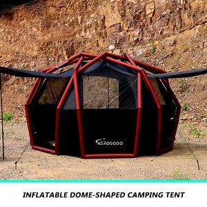 Battery-powered air pump inflates dome-shaped camping tent in minutes. | Myshify