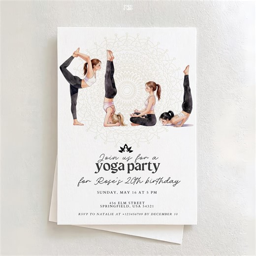 Yoga Party Invitation Template: Yogi Birthday, Wellness, Yoga Class Invite (canva Editable, Instant Download) - Etsy