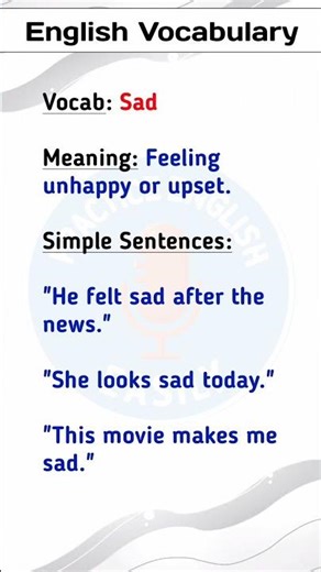Sad Meaning in English | Simple Sentences for Beginners | Daily English Vocabulary