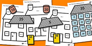 2-5 and 10 Times Table Active Picture Building Activity House