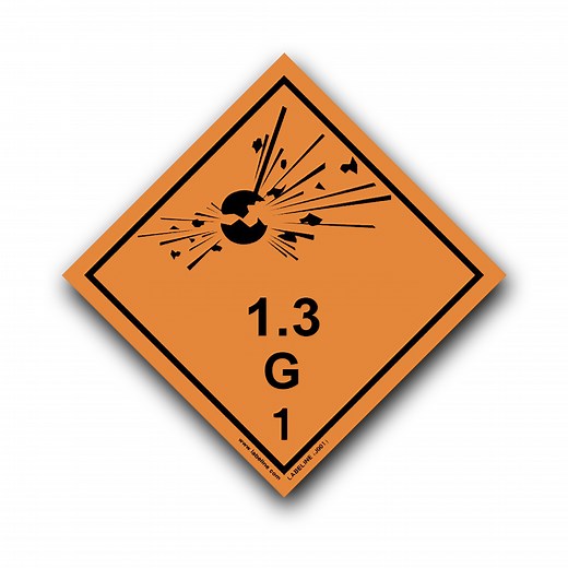 Class 1 Explosive 1.3G Hazard Warning Diamond Label - Code J003G