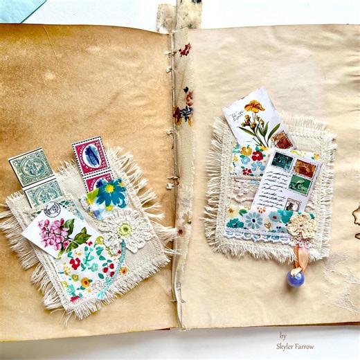 Handmade Fabric Journal Pockets: Fabric Art Ephemera Set of 2 - Etsy