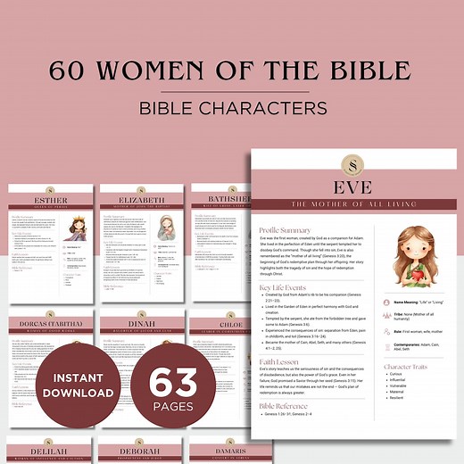 60 Women of the Bible | Printable Bible Study Guide PDF | Christian Study Resource | Bible Characters Summary for Old & New Testament - Etsy