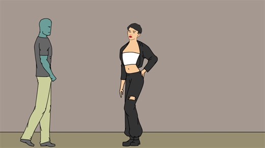 The Green Guy and Blue Figure Dance Interaction