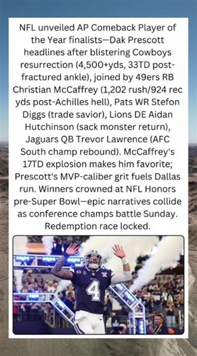 🏆 NFL's Comeback Kings: Prescott Leads AP Final Five