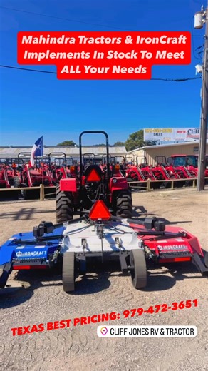 Come check out our HUGE selection of Mahindra tractors and IronCraft implements in stock and ready to meet ALL your needs and budget!...Family Owned & Operated: Great Prices, Service, and Financing Available- Contact us TODAY for more information 📞 979-472-3651! #farming #farm #farmlife #farmequipment #machinery #tractor #tractors #traktor #tractorlover #famersoftiktok #tractorsofticktoc#tractorsales #equipment #heavyequipment #homesteading #officialtractoroftough #ranchlife #wininred #landscap