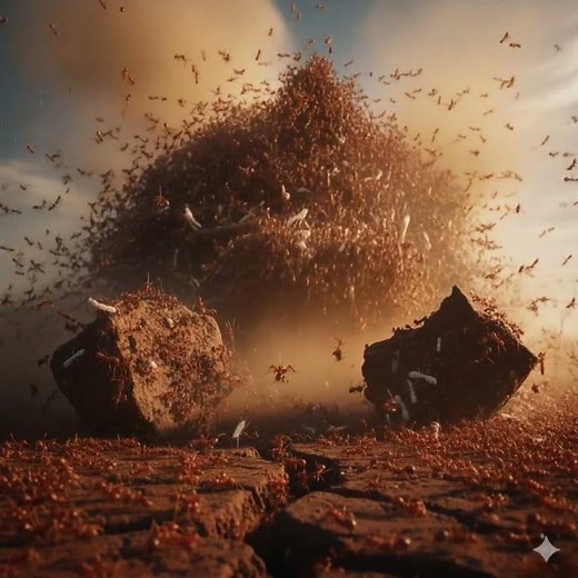 Fire Ants VS Termite Fortress – Attack and Collapse #insects #nature #battle