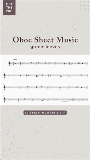 Greensleeves - Oboe Sheet Music | Easy Arrangement 🎵 #oboe #sheetmusic
