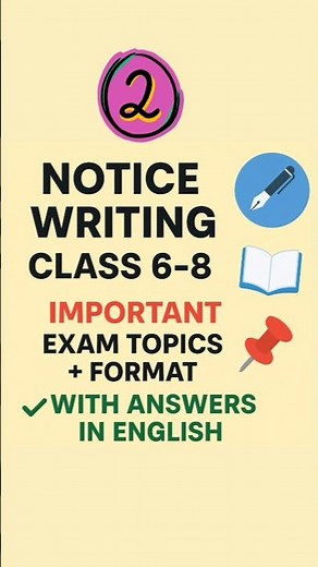 📝 Notice Writing Questions with Answers (Class 6 to 8 ) Important Notice Writing Topics for Exam