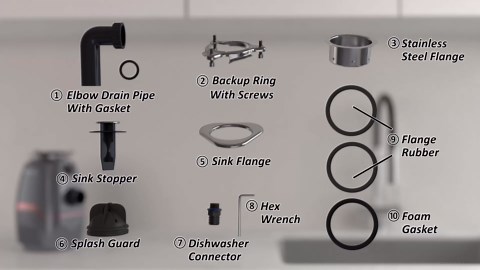 Trifecte Pro 3/4 HP Garbage Disposals with Sound Reduction,Food Waste Coutinuous Feed Garbage Disposal with Power Cord, Dishwasher Hook Up