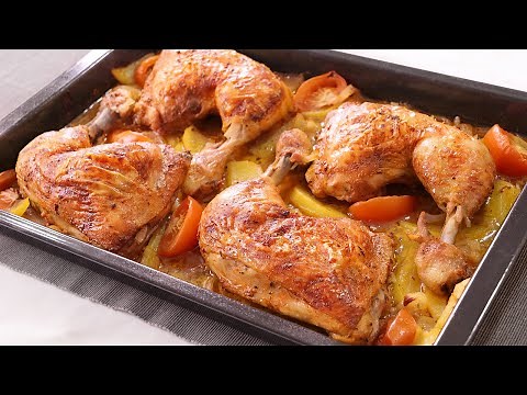 Roasted Baked Chicken with Turkish-style Potatoes - Very Easy, Economical and Abundant Recipe