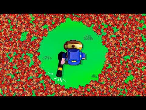 Raking leaves, but they can fight back