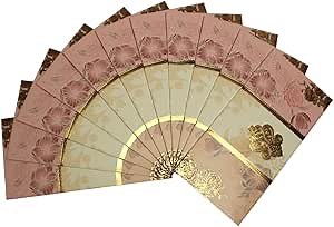 Shagun Gift Envelopes lifafa gold and pink colour design (Pack of 10) - Envelope Invitation for Wedding Birthday Anniversary Party Money Holder Card for Cash Christmas Gifts