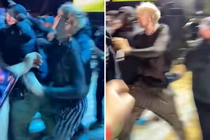 Machine Gun Kelly PUNCHES unruly fan after crowd storms stage during concert