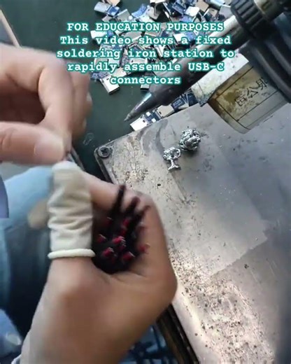 USB-C Cable Soldering #shorts #Soldering #Electronics #Manufacturing #USBTypeC #Satisfying #Tech