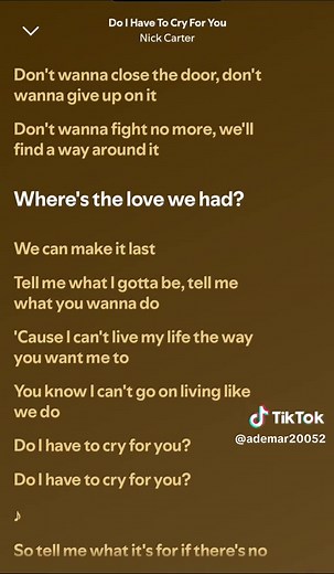 Do I Have To Cry For You — Song Lyrics & Karaoke