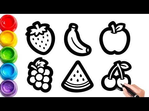 Learn How to Draw Fruits 🍎 | Apple, Mango, Banana, Grapes & 7 More Fruits Drawing and Coloring