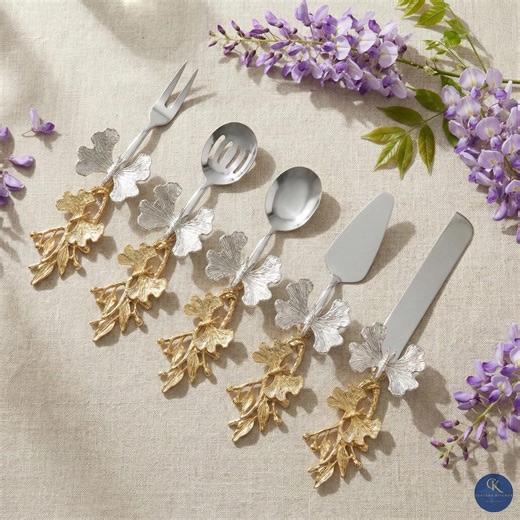 Gold Butterfly Serving Utensils Set, Elegant Stainless Steel Dining Decor - Etsy