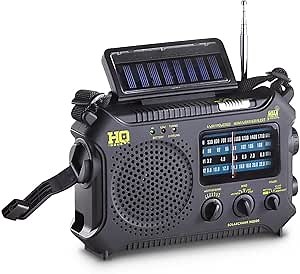 HQ ISSUE Dynamo Emergency Radio Hand Crank Solar Portable W/AM FM, NOAA Weather Alert, Shortwave, & Flashlight