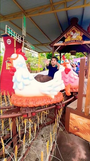 Ride the cute white chicken mery go round 🐔 🐓 #chicken #cute