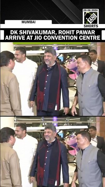 Karnataka CM DK Shivakumar and NCP SP leader Rohit Pawar arrive to attend Revati Sule’s wedding