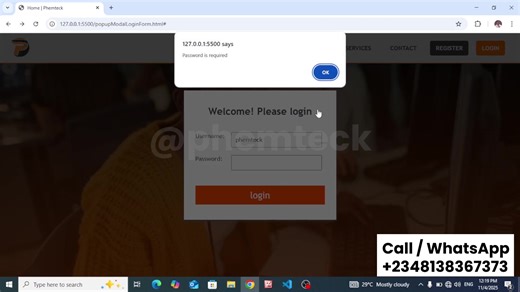 WEB PROGRAMMING COURSE 💯 - Modal Window ‎For Onsite or Online Training Enquiries, Call/WhatsApp The School Secretary, Phemteck Computer Institute on 2348138367373 Phemteck Computer Institute ... building the computer gurus ✍🏽 ‎ #webprogramming #webdevelopment #onlineclasses #popup #frontend | Phemteck