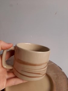 Handmade Ceramic Coffee Mug Set: Marbled Glaze With Matching Saucer - Etsy