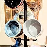 Cup Holder Tree with 6 Hooks, Metal Coffee Mug Rack Stand (Black)