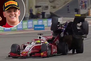 Mick Schumacher in horror F2 crash as Roy Nissany mounts on top of him