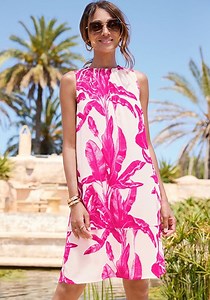 Ivory Pink Tropical Print Shift Dress X29930