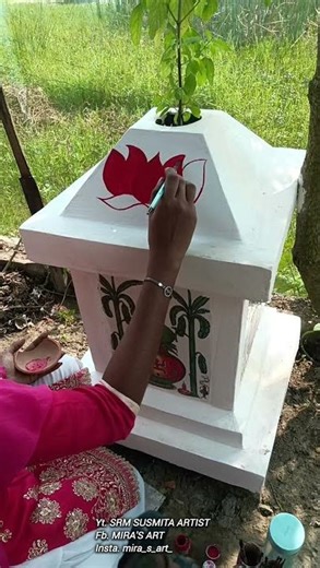 তুলসী মঞ্চে আলপনা || acrylic colour || SRM SUSMITA ARTIST #drawingpainting #artist