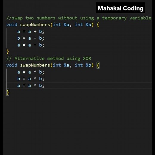 Swap Two Numbers in C++ Without a Temporary Variable #CPP #DSA