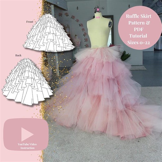 Ruffle Ball Gown Skirt Sewing Pattern | Size 0-22 (PDF Pattern) - Etsy
