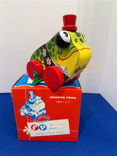 Fisher-price Gran’pa Frog Pull Toy 1994 Classic Reproduction Wooden Toy (original Box) - Etsy UK