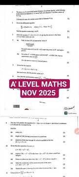 NOVEMBER 2025 -A'LEVEL MATHS PAPER 1#mathspaper 1 #maths#mathsshorts