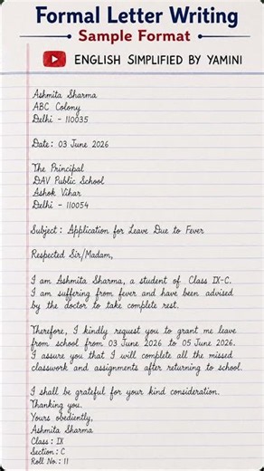 Formal Letter Writing Format | Easy Sample Letter for Exams #Shorts #englishlearning