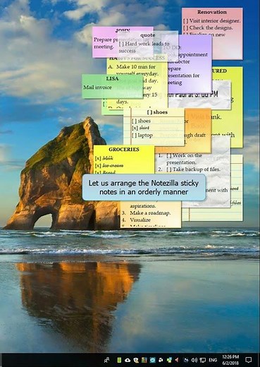 Windows: Automatically arrange desktop sticky notes in Notezilla for Windows