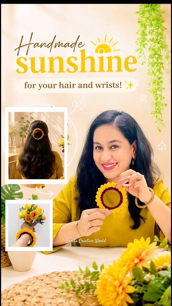 🌻 Handmade Sunshine for Your Hair & Wrists ✨ DIY Sunflower Crochet Accessories 💛